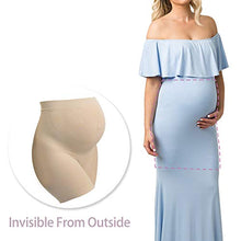 Load image into Gallery viewer, Womens Seamless Maternity Shapewear High Waist Mid-Thigh Pettipant Pregnancy Underwear for Belly Support, Black+nude, Large