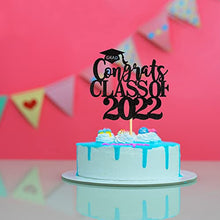 Load image into Gallery viewer, Blumomon 1Pc Black Glitter Congrats Grad Cake Topper 2021 Graduation Party Decorations Supplies Graduation Cake Topper Happy Graduation Party Decorations