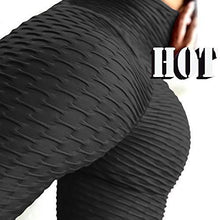 Load image into Gallery viewer, JUNMOUYI TIK Tok Honeycomb Gym Leggings for Women High Waist Tummy Control Scrunch Butt Lift Workout Waffle Leggings Black