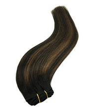 Load image into Gallery viewer, Googoo Clip in Hair Extensions Ombre Natural Black to Light Brown Remy Human Hair Extensions Clip in Real Natural Hair Straight Double Weft Hair Extensions 7pcs/120g 16inch