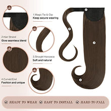 Load image into Gallery viewer, FESHFEN Ponytail Extension 18" Wrap Around Hair Ponytails Long Straight Ponytail Hair Extensions Synthetic Clip in Pony Tail Extensions Medium Chestnut Brown Hairpiece for Women Girl