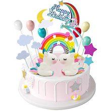 Load image into Gallery viewer, iZoeL 21pcs Unicorn Cake Topper Kit Cloud Rainbow Balloon Happy Birthday Banner Cake Decoration For Boy Girl Kid Birthday