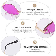 Load image into Gallery viewer, VALICLUD Cloud Sunglasses Rimless Vintage Sunglasses Funny Irregular Disco Glasses Lightning Tassel for Women Men Tinted Eyewear Violet