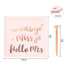 Load image into Gallery viewer, HOWAF Goodbye Miss Hello Mrs Notebook Pink & Rose Gold Hen Party Guest Book Team Bride Advice Book Hen Party Keepsake Gift For The Bride To Be, Includes Rose Gold Diamond Pen