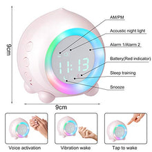 Load image into Gallery viewer, Homealexa Kids Alarm Clock, Wake Up Light Digital Clock Nap Timer Snooze Funtion Digital Simulator Alarm Clock Bedside for Girls Boys Bedroom Alarm Clock with LED Night Light Lamp (Pink)