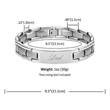 Load image into Gallery viewer, Willis Judd Mens Titanium DAD Bracelet Engraved Best Dad Ever with Gift Box & Link Removal Tool