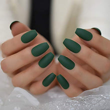 Load image into Gallery viewer, CoolNail fashion Ballerina Coffin Fake Green Nails Matte Green Flat Pree on False Nail Tips Daily Wear Faux Ongle Free Sticker