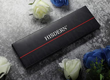 Load image into Gallery viewer, HISDERN Men's Tie Striped Ties Wedding Tie Red & Black Silk Necktie Pocket Square Set