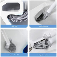 Load image into Gallery viewer, Silicone Toilet Brush Bathroom Bowl Toilet brushes and holders Set Buddy Bristle with No-Slip Long Handle Quick Drying Holder Toilet Brush Kit with Base for Anti-drip Clean Toilet Corner Easily