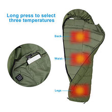 Load image into Gallery viewer, Agemore Mummy Sleeping Bag with Graphite heating plate, Compression Sack for 3-4 Season Lightweight, Water Resistant & Warm for Camping, Hiking, Traveling and Outdoors(Power bank NOT included)