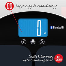 Load image into Gallery viewer, Salter 9192 BK3R Health Curve Bluetooth Smart Bathroom Analyser Scale, Measures Weight, Body Fat/Water, Muscle/Bone Mass, BMI and BMR, 8 User Memory, Connect to Smartphone using MiBody App, Black
