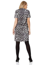 Load image into Gallery viewer, Roman Originals Women Animal Print Dress with Pockets Ladies Leopard Tunic Shift Jersey Stretchy Slouch Office Smock Smart Loose Cocoon Oversized Fit Party Casual V Neck UK - Grey - Size 12