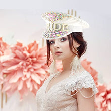 Load image into Gallery viewer, Bride Hat, Novelty Bridal Cap for The Bride, Shiny Captain Hat Bridal Hat with Elastic Band for Hen Party, Wedding, Bachelorette Party, Girls Night, Bride Tribes, Hen Party Accessories Bag Fillers
