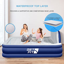 Load image into Gallery viewer, Get Fit Air Bed With Built In Electric Pump - Premium King Airbed - Quick Blow Up Bed With Headboard, 2 Free Inflatable Pillows - Elevated Inflatable Air Mattress For Outdoor, Camping - Navy/White