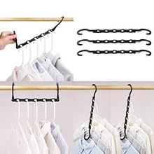 Load image into Gallery viewer, HOUSE DAY 10Pcs Space Saving Hangers, Clothes Organiser for Wardrobe, Clothes Hangers Space Savers, Magic Hangers, Space Makers - Black