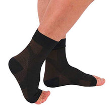Load image into Gallery viewer, Casiz Dr Sock Soothers Socks, Plantar Fasciitis Socks Ultimate Support Sleeves for Your Aching Heels Unisex - Night Splint Pain Relief Black L to XL 1 Pair