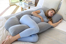 Load image into Gallery viewer, PharMeDoc Pregnancy Pillow, U-Shape Cooling Cover - Dark Grey with Detachable Side - Support for Back, Hips, Legs, Belly for Pregnant Women