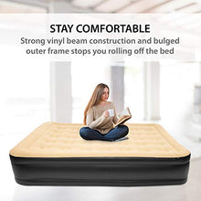 Load image into Gallery viewer, Benross Avenli 88030 High Raised Flocked Airbed | Queen Size | Built in Pump | Quick & Easy Inflation, Polyester, Beige/Black