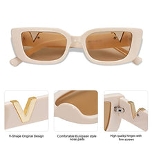 Load image into Gallery viewer, Allarallvr Rectangle Cat Eye Thin Sunglasses for round faces for Women 90s Retro Trendy Y2K Aesthetic Vintage Square Small Shades AR82037(Black+Beige)