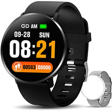 Load image into Gallery viewer, Smart Watches for Women, Fitness Watch for Men with Blood Pressure Temperature Heart Rate Sleep Monitor, Full Touch Screen Fitness Tracker Waterproof Smartwatches for Women Men Black/Grey