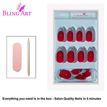 Load image into Gallery viewer, Bling Art Almond False Nails Fake Stiletto Red 4 Danger Glitter 24 Long Tip Glue