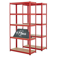 Load image into Gallery viewer, BiGDUG Red 5 Tier Garage Shelving Kits | Boltless Shed Racking Storage | 178 x 90cm (Pack of 2)