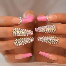 Load image into Gallery viewer, Clear Long Coffin False Nail Tips 100PCS False Nails with Glue Full Cover Nail Tips Fake Nails Artificial Fingernails Tip French Clear Acrylic Nail Tips False Press on Nails 10 Sizes