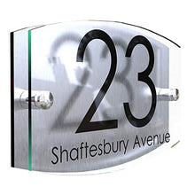 Load image into Gallery viewer, MODERN HOUSE SIGN PLAQUE DOOR NUMBER STREET GLASS EFFECT ACRYLIC ALUMINIUM NAME