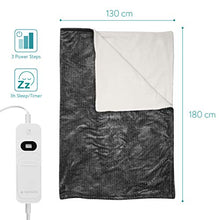 Load image into Gallery viewer, Navaris Electric Blanket - Double Size Heated Over Blanket with 3 Heat Settings and Auto Shut Off Timer - Plush Polyester Bed Throw (Grey/White)