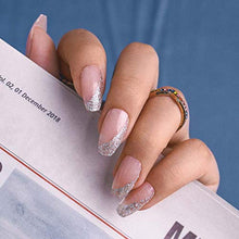 Load image into Gallery viewer, Sethexy Glossy Ballerina False Nail Meidum Glitter Bling Coffin Pink Fake Nails 24Pcs French Acrylic Art Press on Nail Tips for Women and Girls