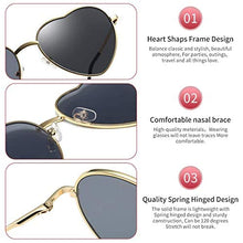 Load image into Gallery viewer, Dollger Heart Polarised Sunglasses Women's Metal Frame Trendy Cute Heart Shape Sunglasses UV400 Protection, Black frame/black lens