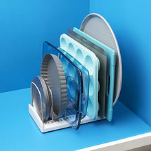 Load image into Gallery viewer, YouCopia StoreMore Adjustable Bakeware Rack Organiser for Baking Tin, Cookie Sheet, and Cutting Board Kitchen Cabinet Storage