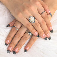 Load image into Gallery viewer, Sethexy Short Glossy Oval Fake Nails Glitter Acrylic Art Nail Tips 24Pcs Gradient Nails with Glue Full Cover Press on False Nails for Women and Girls (Black)