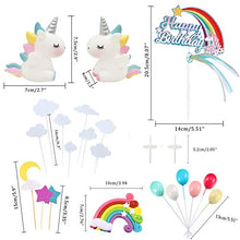 Load image into Gallery viewer, iZoeL 21pcs Unicorn Cake Topper Kit Cloud Rainbow Balloon Happy Birthday Banner Cake Decoration For Boy Girl Kid Birthday