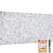 Load image into Gallery viewer, Novecrafto Grey Mosaic Pattern PVC Wall Cladding Panels - Real Tile Look & Feel 3D Design - 20 panels - 9 sqm | 96.8 sqf PVC Plastic Panelling Sheets For Bathroom & Kitchen Splashback & Backsplash