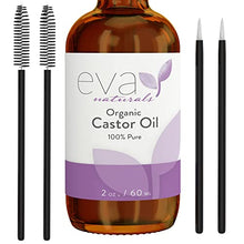 Load image into Gallery viewer, Eva Naturals Organic Castor Oil (60ml) - Promotes Hair, Eyebrow and Eyelash Growth - Diminishes Wrinkles and Signs of Aging - Hydrates and Nourishes Skin - 100% Pure - Cold Pressed, Premium Quality