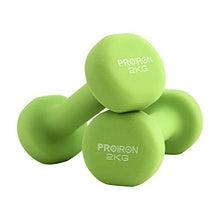 Load image into Gallery viewer, PROIRON Neoprene Dumbbell Weights Pair for Women 1kg 1.5kg 2kg 3kg 4kg 5kg 8kg 10kg, Arm Hand Exercise Weights (Apple Green-2 x 2KG)