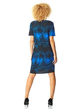 Load image into Gallery viewer, Roman Originals Women Animal Print Dress with Pockets Ladies Leopard Tunic Shift Jersey Stretchy Slouch Office Smock Smart Loose Cocoon Oversized Fit Party Casual V Neck UK - z Blue & Black - Size 18