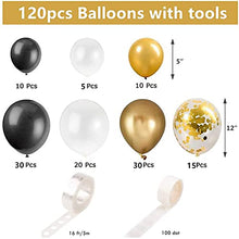 Load image into Gallery viewer, Black Gold Balloon Arch Kit, 120pcs Metallic Gold Black Balloon Garland Arch Kit with Gold Confetti Balloons, for Men Women Birthday Party Wedding, Eid Mubarak, Graduation Decorations, New Year
