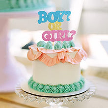 Load image into Gallery viewer, Blumomon 1 Pack Boy or Girl Cake Topper Gender Reveal Cake Decoration Blue and Pink Glitter Baby Shower Party Decorations Supplies