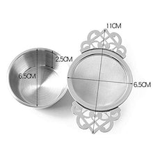 Load image into Gallery viewer, Tea Filter, Stainless Steel Tea Strainer with Bowl, Lace Double Handles Traditional Loose Leaf Tea Strainer Ultra Fine Mesh Tea Infuser (Silver)