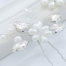 Load image into Gallery viewer, Bride Wedding Pearl Hair Pins Bridal Hair Accessories Silver Hair Piece for Women and Girls 2PCS