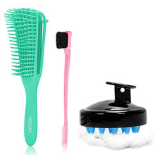 Load image into Gallery viewer, Detangling Hairbrush For Natural Curly - Afro Hair 3a To 4c,Wet And Dry Hair Comb scalp Massager Detangler Brush Set afro Hair Products Gift For Women (Green)