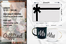 Load image into Gallery viewer, Gifffted Mr and Mrs Mugs, Unique Wedding Gift for The Couple, Gifts for Engagement, His Hers Anniversary, Bride Groom, Women, Presents for Couples on Valentines|Christmas, Black/White Coffee Set
