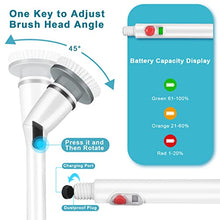 Load image into Gallery viewer, Electric Spin Scrubber, Cordless Shower Cleaner, Electric Cleaning Brush with Tool-Free Adjustable Extension Arm and 3 Replaceable Cleaning Brush Heads for Tile, Tub, Kitchen, Floor, Bathroom