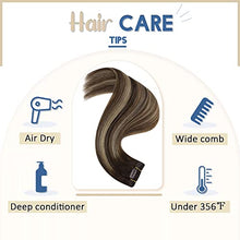 Load image into Gallery viewer, YoungSee Hair Extensions Clip in Human Hair Dark Brown 20 Inch Clip in Hair Extensions Human Hair Balayage Dark Brown with Caramel Blonde Clip in Natural Hair Extensions 7 Pieces 100g