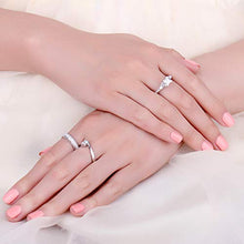Load image into Gallery viewer, JewelryPalace Vintage Celtic Knot Engagement Rings for Women, White Gold Plated 925 Sterling Silver Cubic Zirconia Promise Rings, Anniversary Princess Cut Solitaire Simulated Diamond Ring Jewellery
