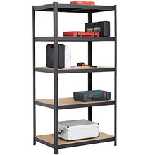 Load image into Gallery viewer, Yaheetech Heavy Duty 5 Tier Garage Shelving Units Metal Storage Shelves Shed Utility Rack,180cm x 90cm x 60cm,175KG Per Shelf,Black