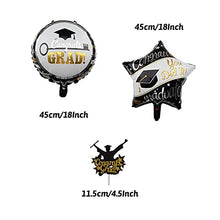 Load image into Gallery viewer, Recosis Graduation Decorations 2022 Congrats Grad - Black Graduation Banners Home Door Porch Signs, Booth Backdrop Photo Prop, Graduation Theme Balloons, Cake Topper for Graduation Party Supplies