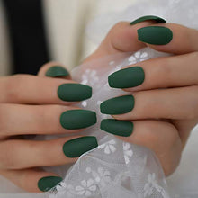 Load image into Gallery viewer, CoolNail fashion Ballerina Coffin Fake Green Nails Matte Green Flat Pree on False Nail Tips Daily Wear Faux Ongle Free Sticker